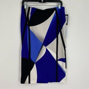 Worthington Women’s Color Block Mini Pencil Skirt size 8 Blue White